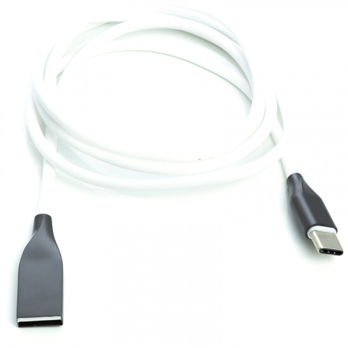Кабель PowerPlant USB AM - Type-C 2.4А 1м супергибкий силиконовый, белый