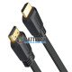 Кабель 4K HDMI плоский UGREEN ED015 UGR-70159 Flat Cable v2.0 2м чёрный, позолоченные коннекторы, поддежка 4K, 32 канала аудио