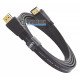 Кабель 4K HDMI плоский UGREEN ED015 UGR-70159 Flat Cable v2.0 2м чёрный, позолоченные коннекторы, поддежка 4K, 32 канала аудио