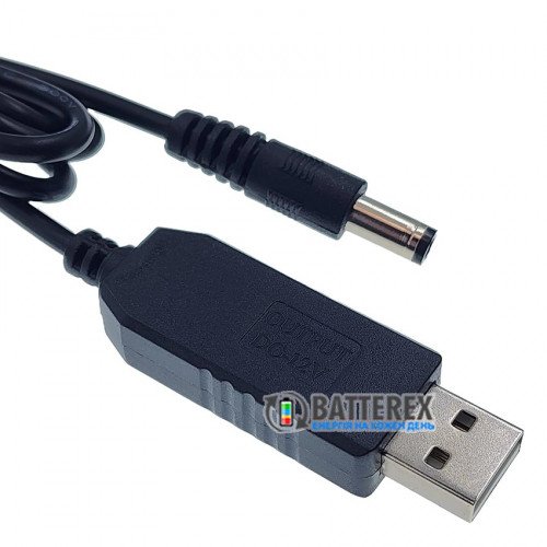 Кабель USB AM - DC 5.5x2.5 повышающий напряжение до 12V, длина 1 метр