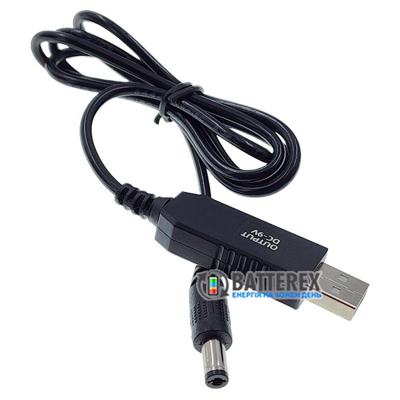 Кабель підвищуючий USB AM - DC 5.5x2.5 1м, вихідна напруга 9V