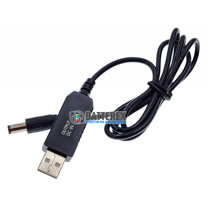 Кабель підвищуючий USB AM - DC 5.5x2.5 1м, вихідна напруга 9V