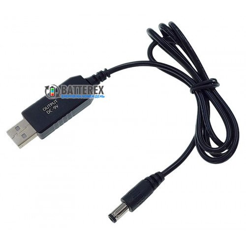 Кабель USB AM - DC 5.5x2.5 повышающий напряжение до 9V, длина 1 метр