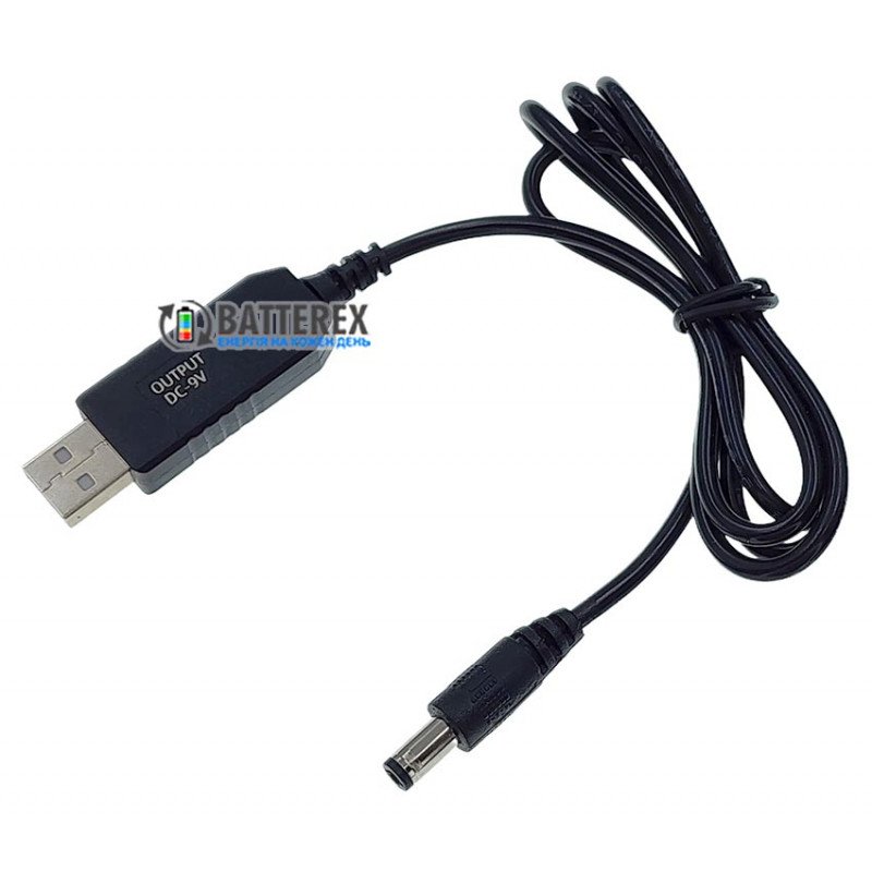Кабель підвищуючий USB AM - DC 5.5x2.5 1м, вихідна напруга 9V