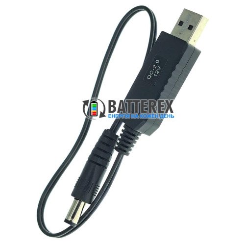 Кабель повышающий Soshine USB AM - DC 12V 5.5x2.1, длина 0.3 м