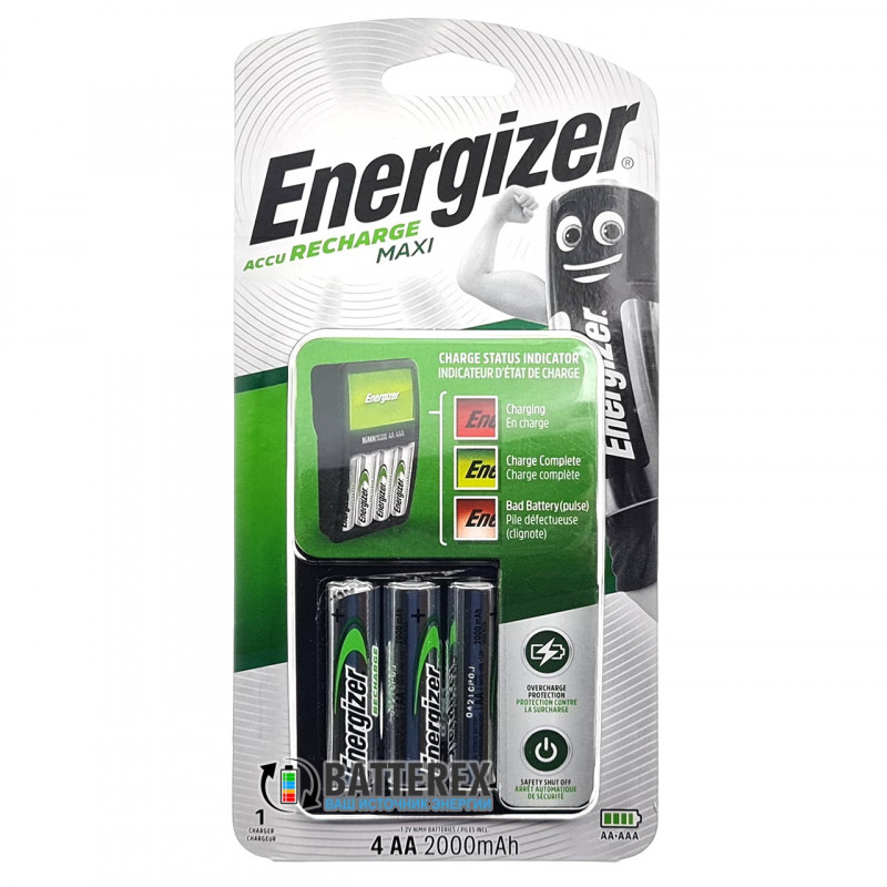 Зарядний пристрій Energizer MAXI Charger на 4 канали + 4 акумулятори AA Energizer 2000mah