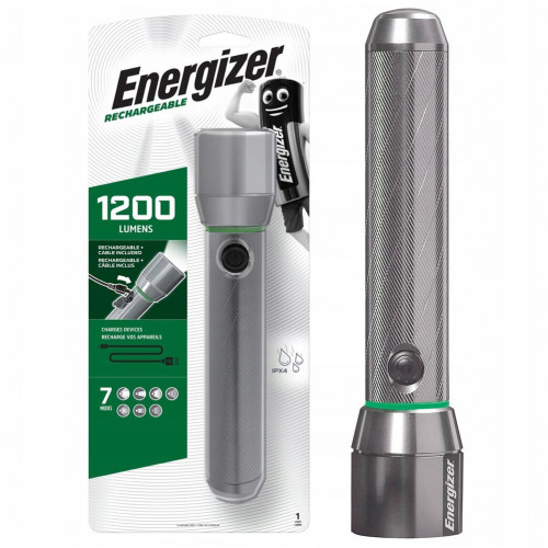 Energizer Vision HD Metal 1200Lm - ручной фонарь с металлическим корпусом, встроенной батареей 5000mah и функцией Повербанк