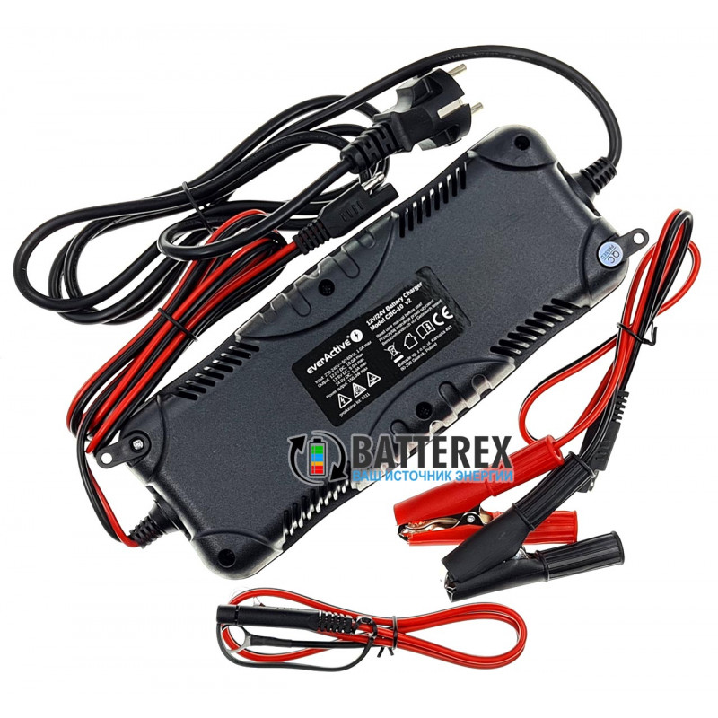 Зарядний пристрій EverActive CBC-10 для мото та авто акумуляторів 12V и 24V