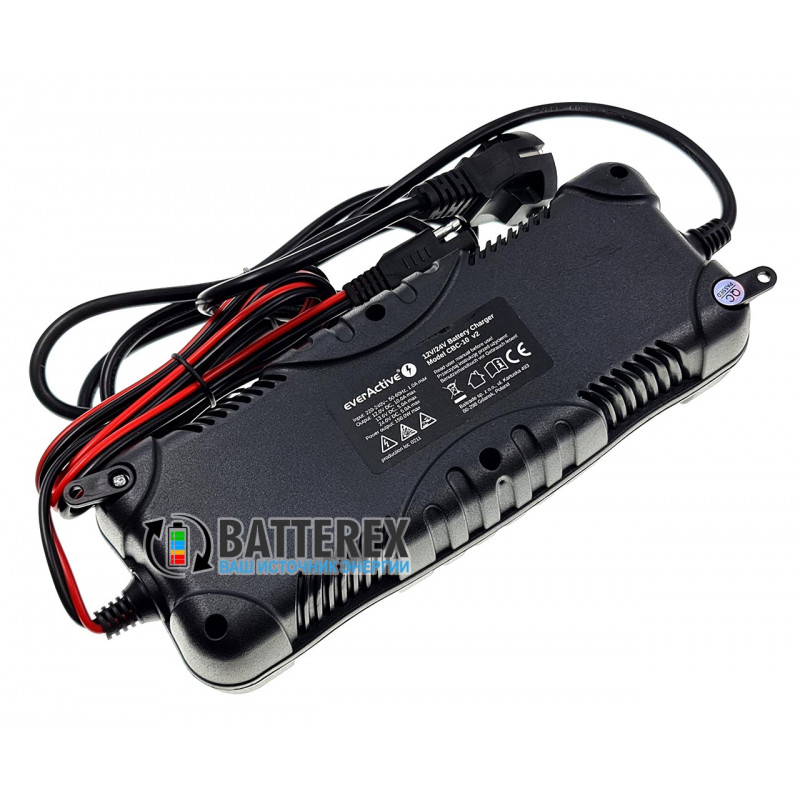 Зарядний пристрій EverActive CBC-10 для мото та авто акумуляторів 12V и 24V