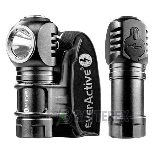 EverActive HL-55R Dripple 500 люмен - компактний налобний+ручний ліхтар, заряд від USB-C, кліпса, живлення від 16340, акумулятор 16340 800mah в комплекті