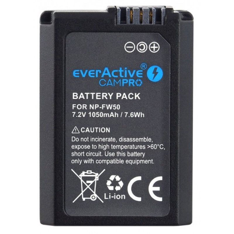 Аккумулятор для камеры Sony NP-FW50 (EVB001) EverActive CamPRO 7.2V 1050mah 7.6Wh