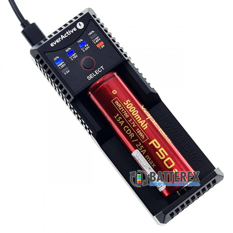 Зарядний пристрій EverActive UC 100 + мережевий адаптер USB Liitokala 5V 2A