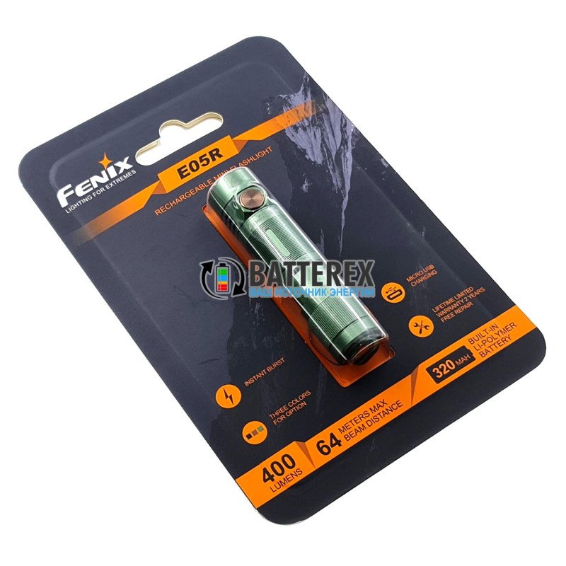Фонарь-брелок Fenix E05R Green - цвет зелёный
