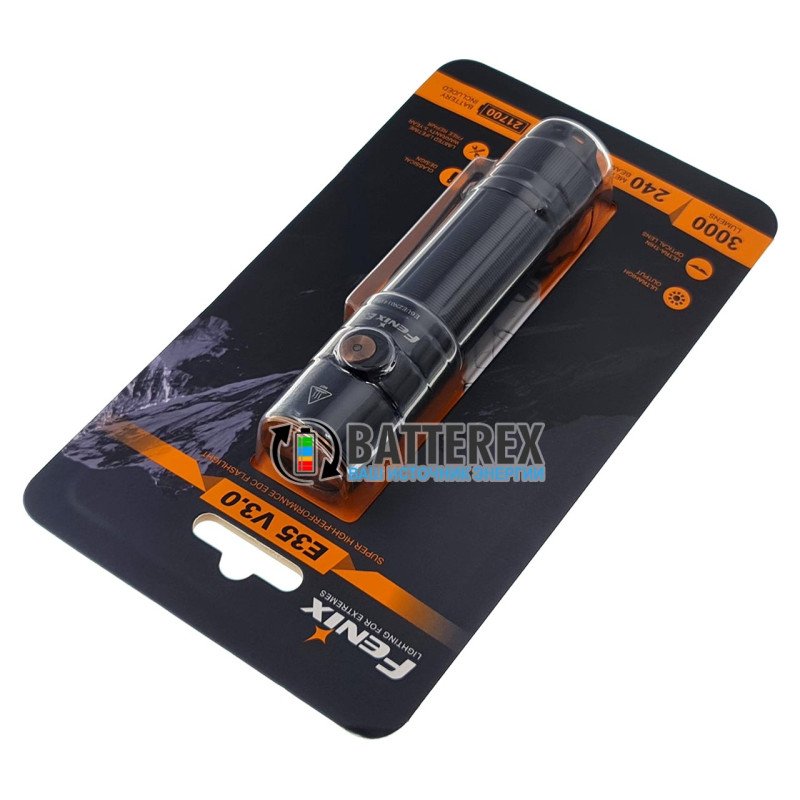 Фонарь Fenix E35 V3.0 3000 люмен + аккумулятор 21700 Fenix 5000mah с зарядкой от USB Type-C - оригинал