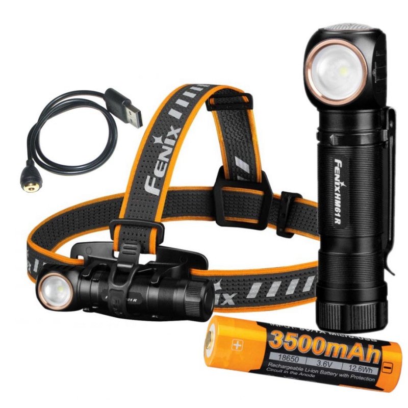 Налобный фонарь Fenix HM61R с магнитной зарядкой + аккумулятор 18650 Fenix 3500mah