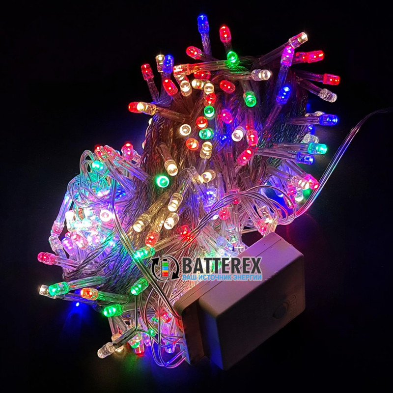 Гирлянда на 300 LED красный/зелёный/синий/жёлтый 16 метров 8 режимов