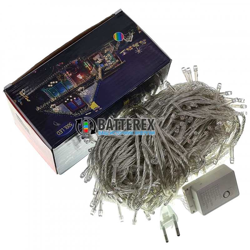 Гирлянда на 500 LED красный/зелёный/синий/жёлтый 25 метров 8 режимов