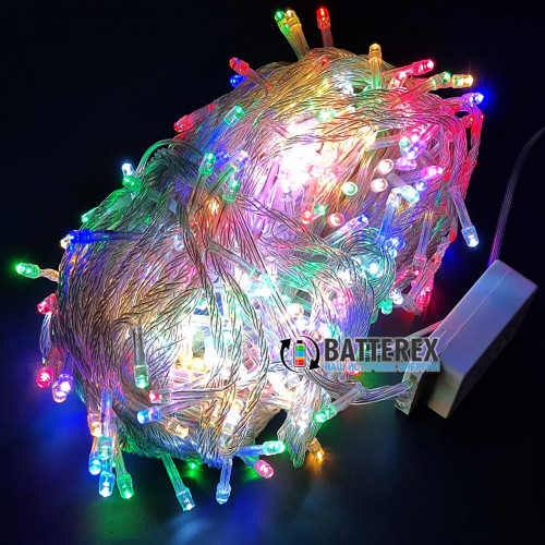 Светодиодная гирлянда на 500 LED диодов красный/зелёный/синий/жёлтый 25 метров 8 режимов в прозрачной изоляции