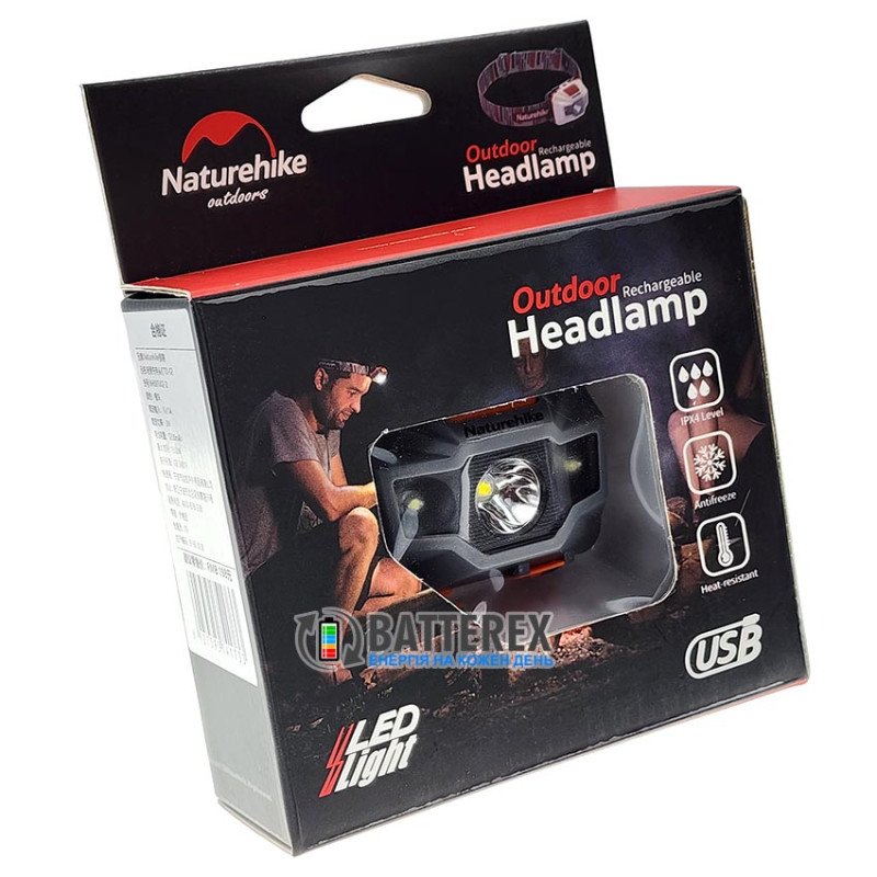 Налобный фонарь Naturehike TD-02 150Lm 1200mAh USB Grey-Orange
