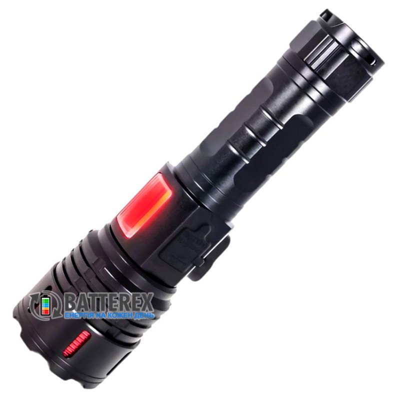 Яскравий ручний ліхтар Quantum Stream QM-FL1036 10W 1200Lm + 3W COB, фокус Zoom, дисплей із індикациєю заряду, Повербанк, заряд від USB Type-C, універсальне живлення 18650/26650/3хААА, акумулятор 26650 4500mah в комплекті