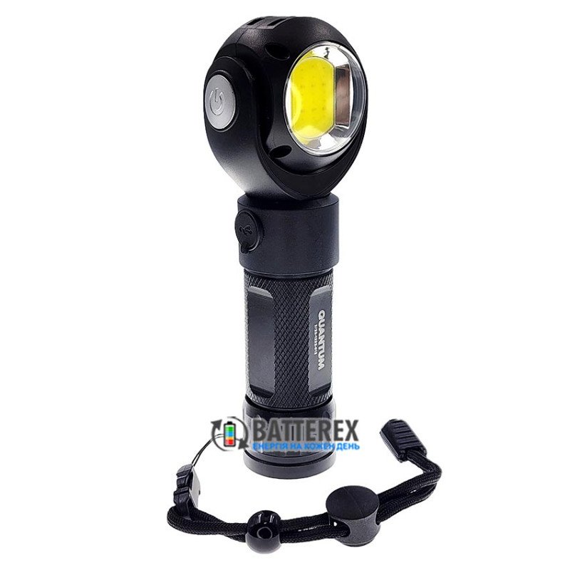 Ручний ліхтар Quantum Transformer QM-FL2020 5W LED+COB, поворотна голова, режим червоного світла, магнітне кріплення, заряд від USB, універсальне живлення 18650/26650/3хААА