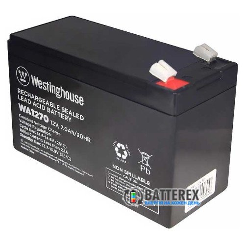 Аккумулятор свинцово-кислотный Westinghouse 12V 7Ah terminal F2