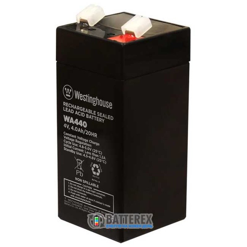 Батарея акумуляторна свинцево-кислотна Westinghouse 4V 4Ah terminal T1