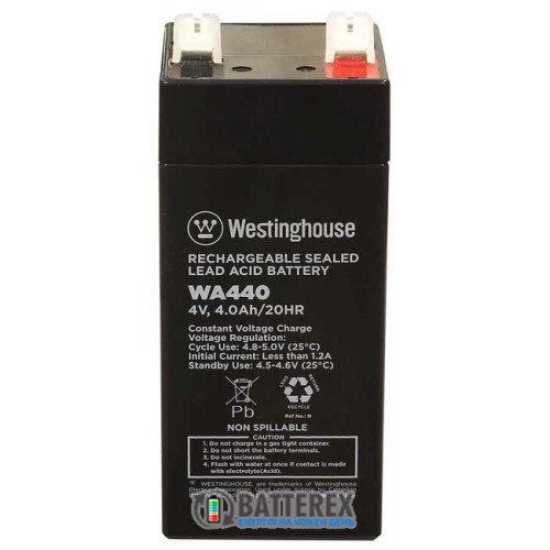 Аккумулятор свинцово-кислотный Westinghouse 4V 4Ah terminal T1