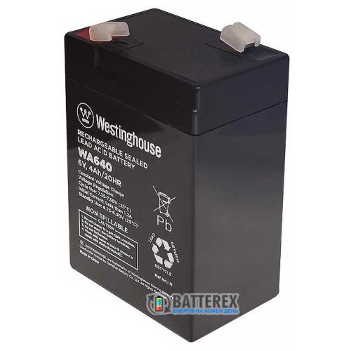 Аккумулятор свинцово-кислотный Westinghouse 6V 4.5Ah terminal T1