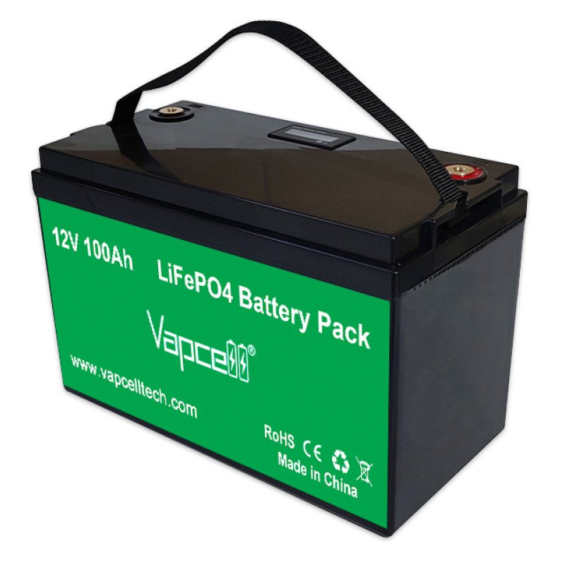 Акумулятор LiFePO4 LFP Vapcell 12V 100Ah BMS LCD клема M8