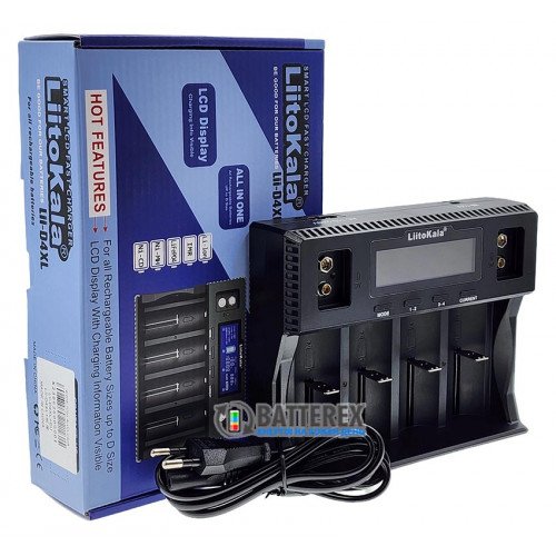 LiitoKala Lii-D4XL -зарядное устройство на 4 аккумулятора NiMH/Li-ion/LiFePO4 с поддержкой 4х аккумуляторов C R14, D R20, 26650, 32700