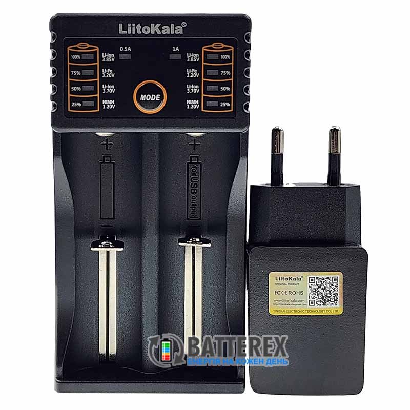 LiitoKala Lii-202 універслаьний 2-канальний зарядний пристрій + оригінальний USB блок живлення Liitokala 5V 2A