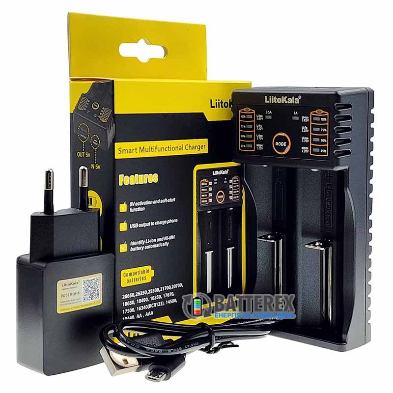 LiitoKala Lii-202 універслаьний 2-канальний зарядний пристрій + оригінальний USB блок живлення Liitokala 5V 2A
