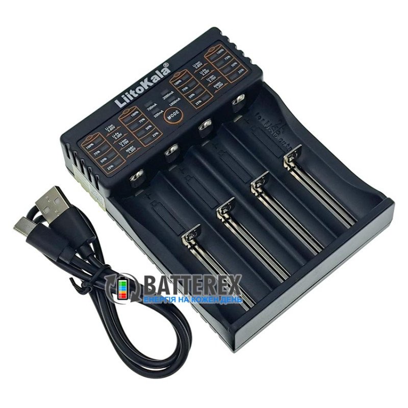 Універсальна 4х-канальна зарядка Liitokala Lii-402 USB Type-C для NiCd/NiMH и Li-Ion/LiFePO4 акумуляторів із повербанком та вибором струму заряду