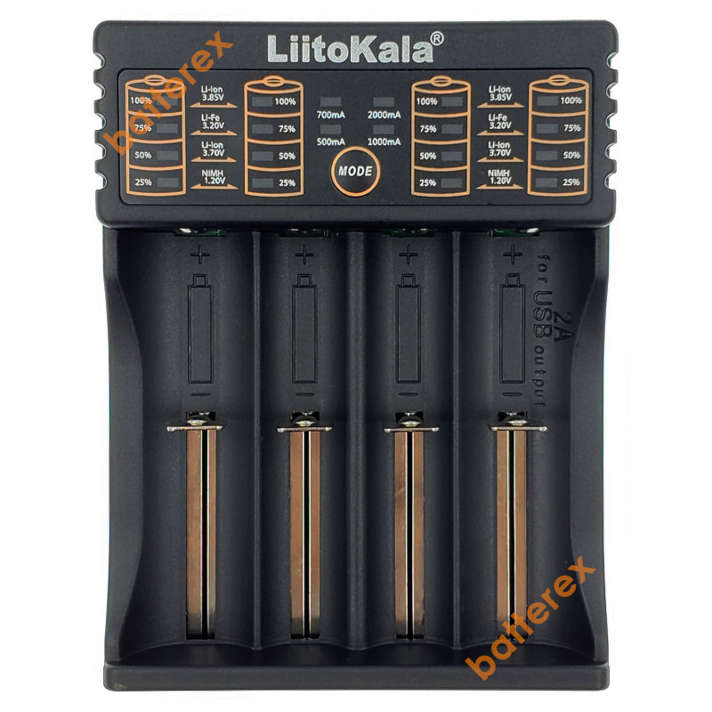 LiitoKala Lii-402 - універсальний USB зарядний пристрій на 4 акумулятори із оригінальним USB блоком живлення Liitokala 5V 2A в комплекті