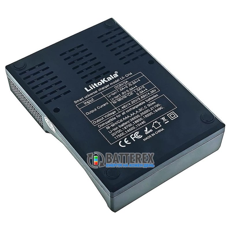 Универсальное зарядное устройство LiitoKala Lii-CH4 для аккумуляторов Li-ion 1.5V, Li-ion 3.6V, Li-ion 3.7V, NiMH 1.2V, LiFePO4 3.2V всех популярных размеров
