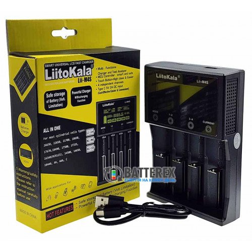 LiitoKala Lii-M4S - интеллектуальное USB зарядное устройство для NiMH/Li-ion аккумуляторов с разрядом, тестом, функцией Повербанк и сенсорным управлением