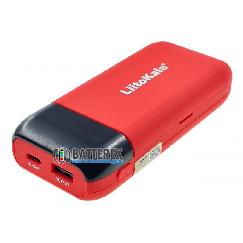 Liitokala Lii-MP2 - зарядка-повербанк на 2 акумулятори 18650 або 21700 із швидким зарядом - червоний