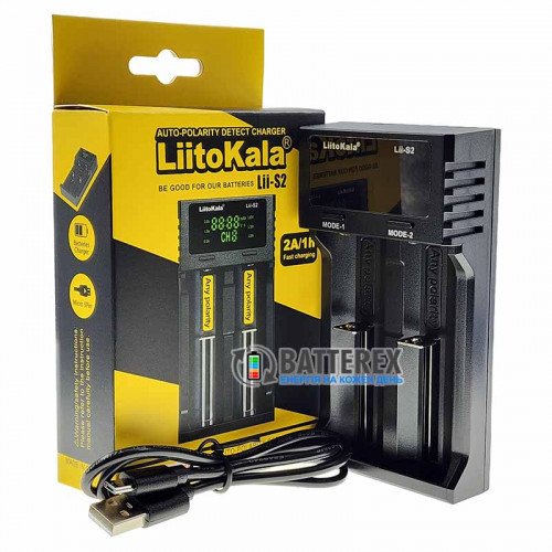 LiitoKala Lii-S2 - 2-канальное зарядное устройство для Ni-MH, Li-ion и LiFePO4 аккумуляторов c дисплеем и выбором тока заряда 0.5A/1A/2A