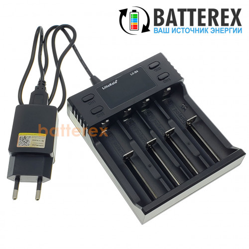 LiitoKala Lii-S4 (4-канальное зарядное для аккумуляторов Ni-MH/Li-ion/LiFePO4) + сетевой USB адаптер Liitokala 5V 2A