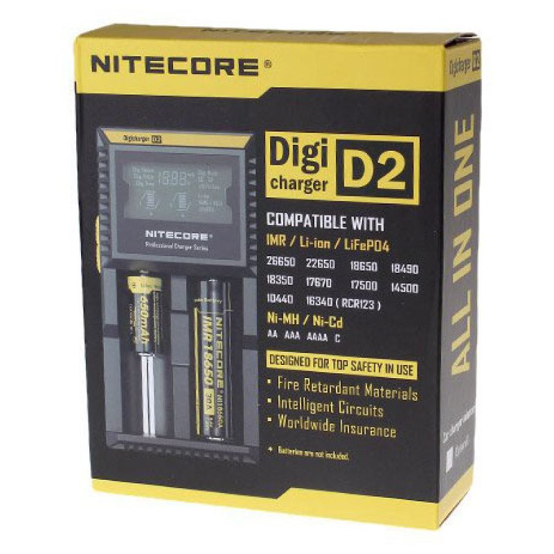 Универсальное зарядное устройство Nitecore Digicharger D2 для Li-ion и NiMH аккумуляторов (2 канала, дисплей)