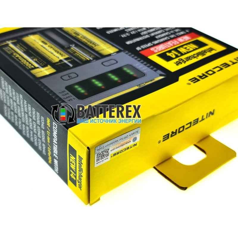 Універсальний зарядний пристрій Nitecore NEW i4 на 4 акумулятори АА, ААА, Li-ion 18650, 21700, 26650, 18500