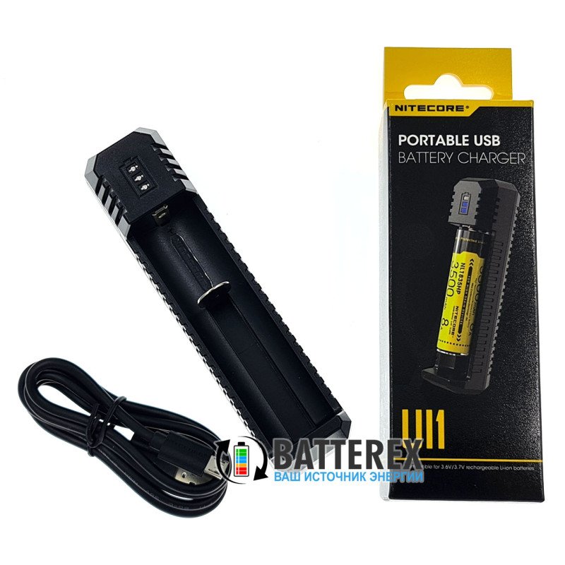 Преміальний зарядний пристрій Nitecore UI1 для  Li-ion 18650, 21700, 18500, 14500, 26650 800mah