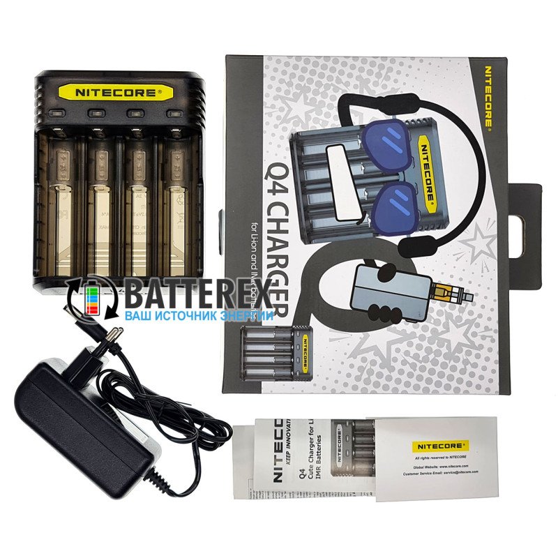 Зарядное устройство Nitecore Q4 Blackberry на 4 канала для Li-ion/IMR аккумуляторов (ток заряда 1А/2А) чёрного цвета