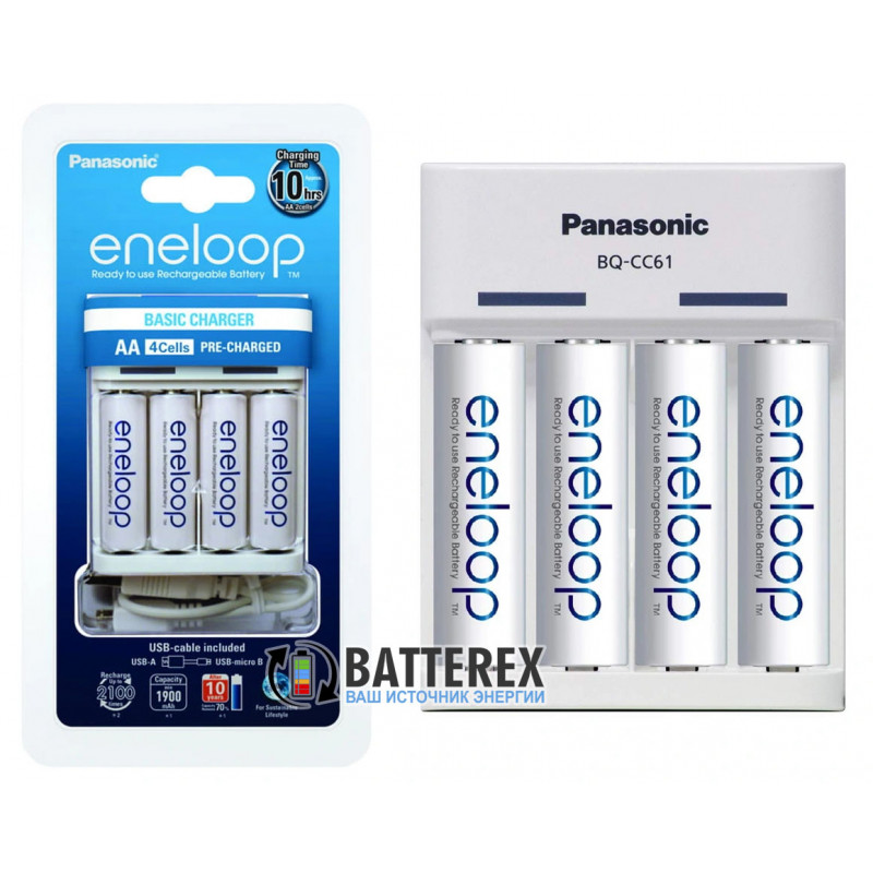 Зарядное устройство Panasonic Eneloop BQ-CC61 + 4 аккумулятора AA Panasonic Eneloop 2000mah