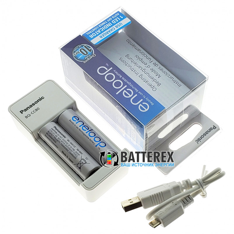 Зарядное устройство Panasonic Eneloop BQ-CC80 + 2 аккумулятора AA Panasonic Eneloop 2000mah
