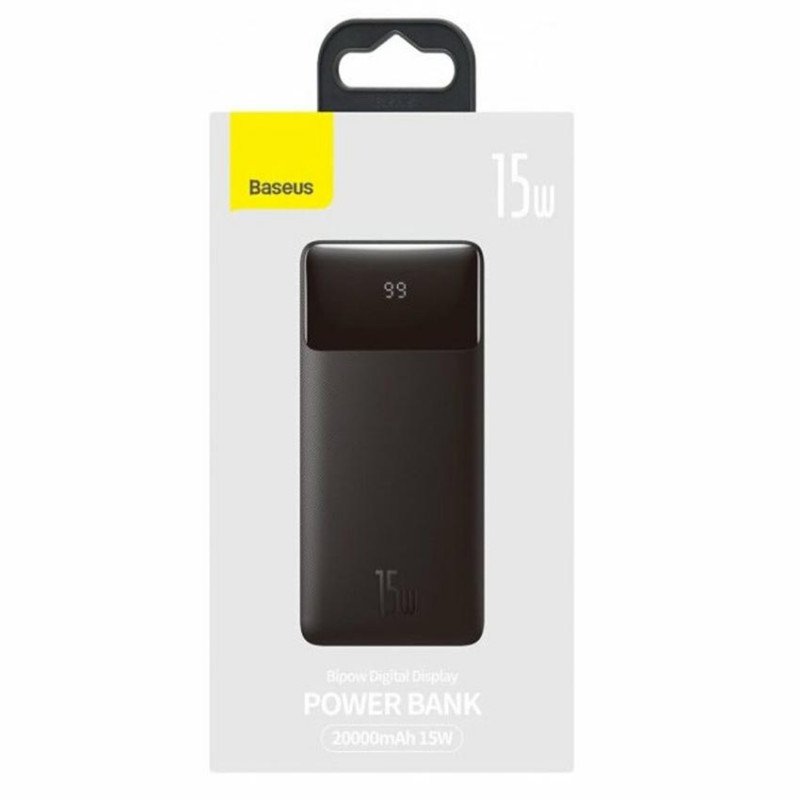 Повербанк Baseus Bipow PPBD050501 Black 20000mAh 15W на 2 порти USB и Type-C 5V 3A