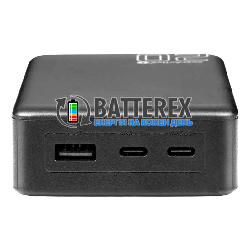 Повербанк із швидким зарядом EverActive Energy Bank EB-20QB 20000 mAh 20W QC+PD, наскрізний заряд Pass-through, дисплей