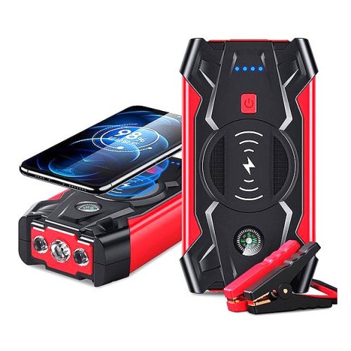 HQ-Tech High-Power 39800mAh Red - пусковое устройство для автомобиля с функциями повербанка, беспроводной зарядкой и фонариком