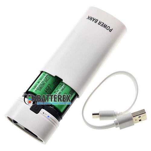 HQ-Tech PowerBank HY-708 White - повербанк на 2 аккумулятора 18650 с фонариком - цвет белый